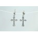 925 Sterling Silver Dangle Cross Earring white Zircon Stones 1.1 inch